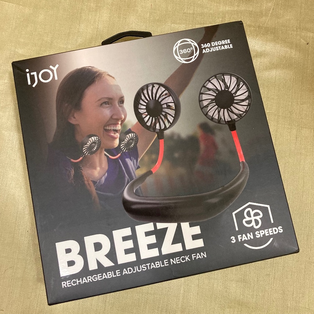 NWT iJoy Breeze Rechargeable Adjustable Neck Fan